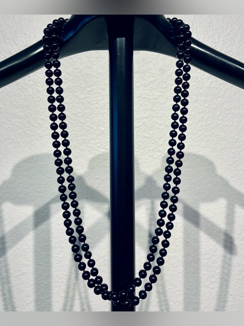 Vintage Long Black Bead Necklace